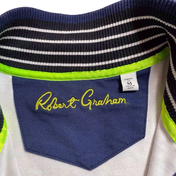 ROBERT GRAHAM Street Circuit Quarter Zip Pullover Size Medium Camo Blue - Picture 3 of 16